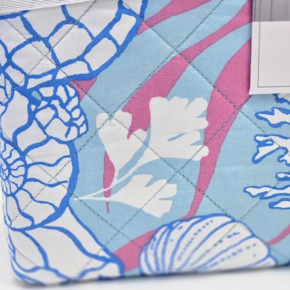 SUN and SEA 3 Pc QUEEN Quilt Set Seashells Fish Corals NEW Ocean Lake Coastal Gr